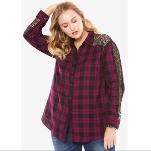 NEW Lace and plaid SHIRT 14W